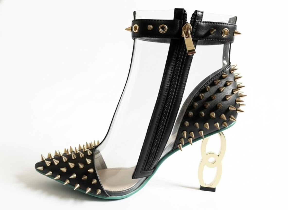 BLACK INFINITE SPIKES HEELS™ Made in Italy | Genuine Leather | Free Worldwide Shipping - Image 6