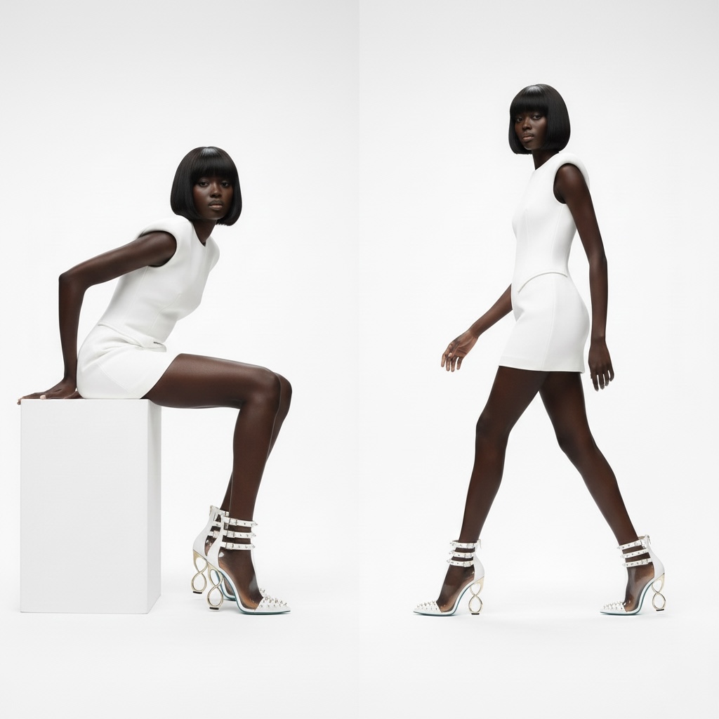 WHITE INFINITE SPIKES HEELS™ TRIPLE STRAP EDITION Made in Italy | Genuine Leather | Free Worldwide Shipping - Image 6