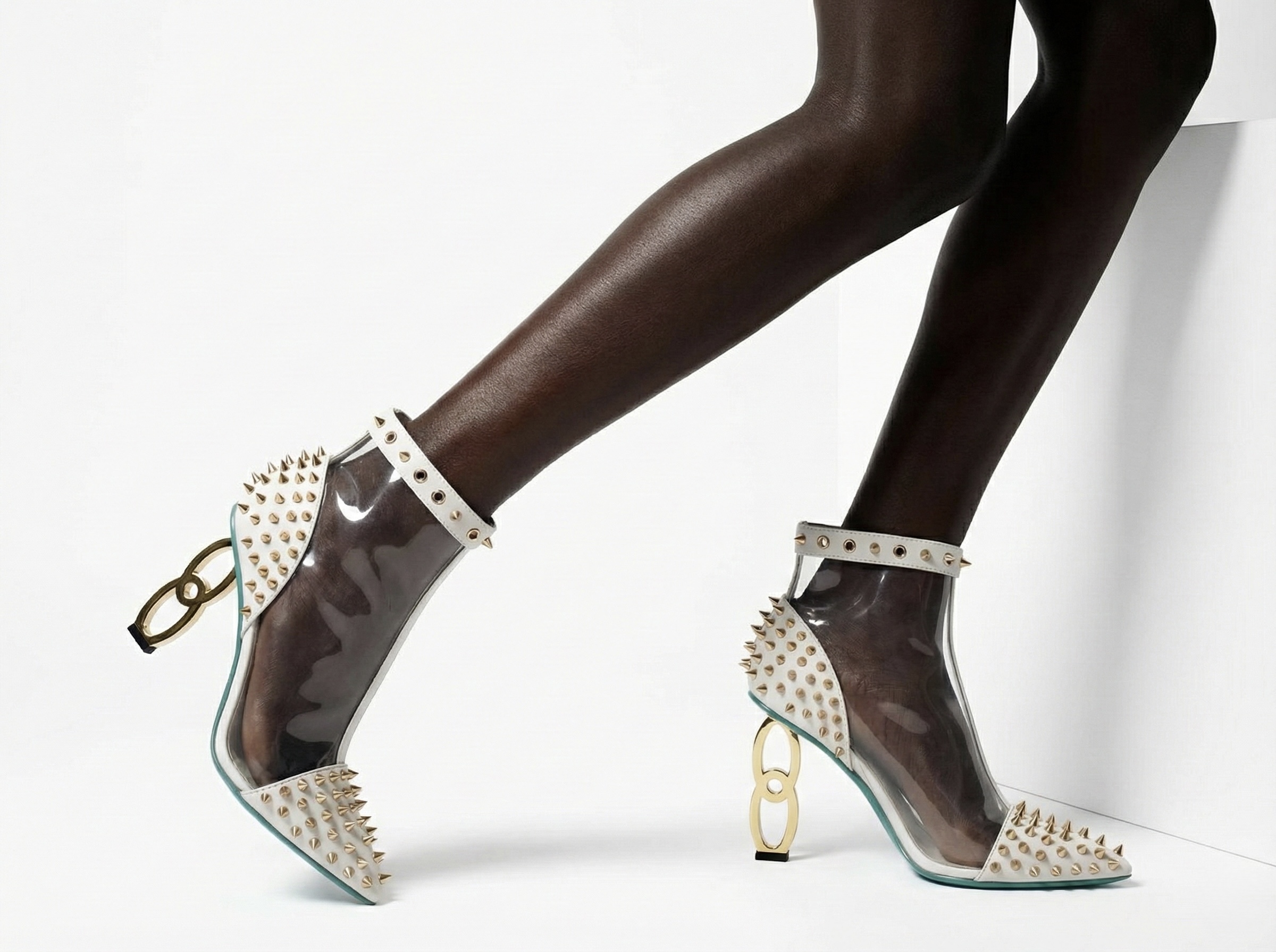 WHITE INFINITE SPIKES HEELS™ Made in Italy | Genuine Leather | Free Worldwide Shipping - Image 4