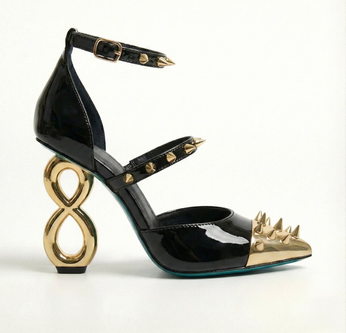 INFINITE SPIKES HEELS GOLD INFINITY PUMP