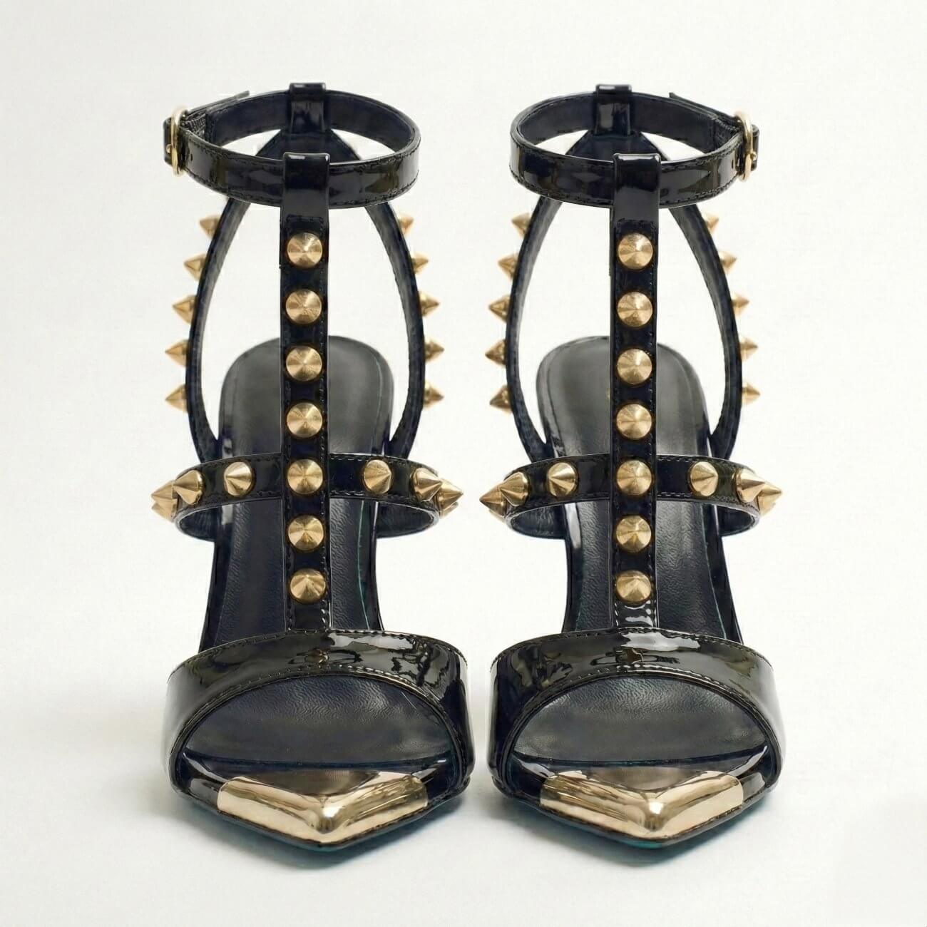 INFINITE SPIKES HEELS GOLD INFINITY CROSSED SANDAL - Image 3