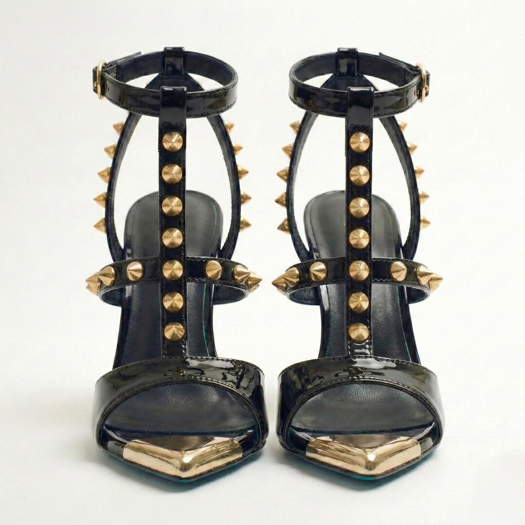 INFINITE SPIKES HEELS GOLD INFINITY CROSSED SANDAL - Image 3