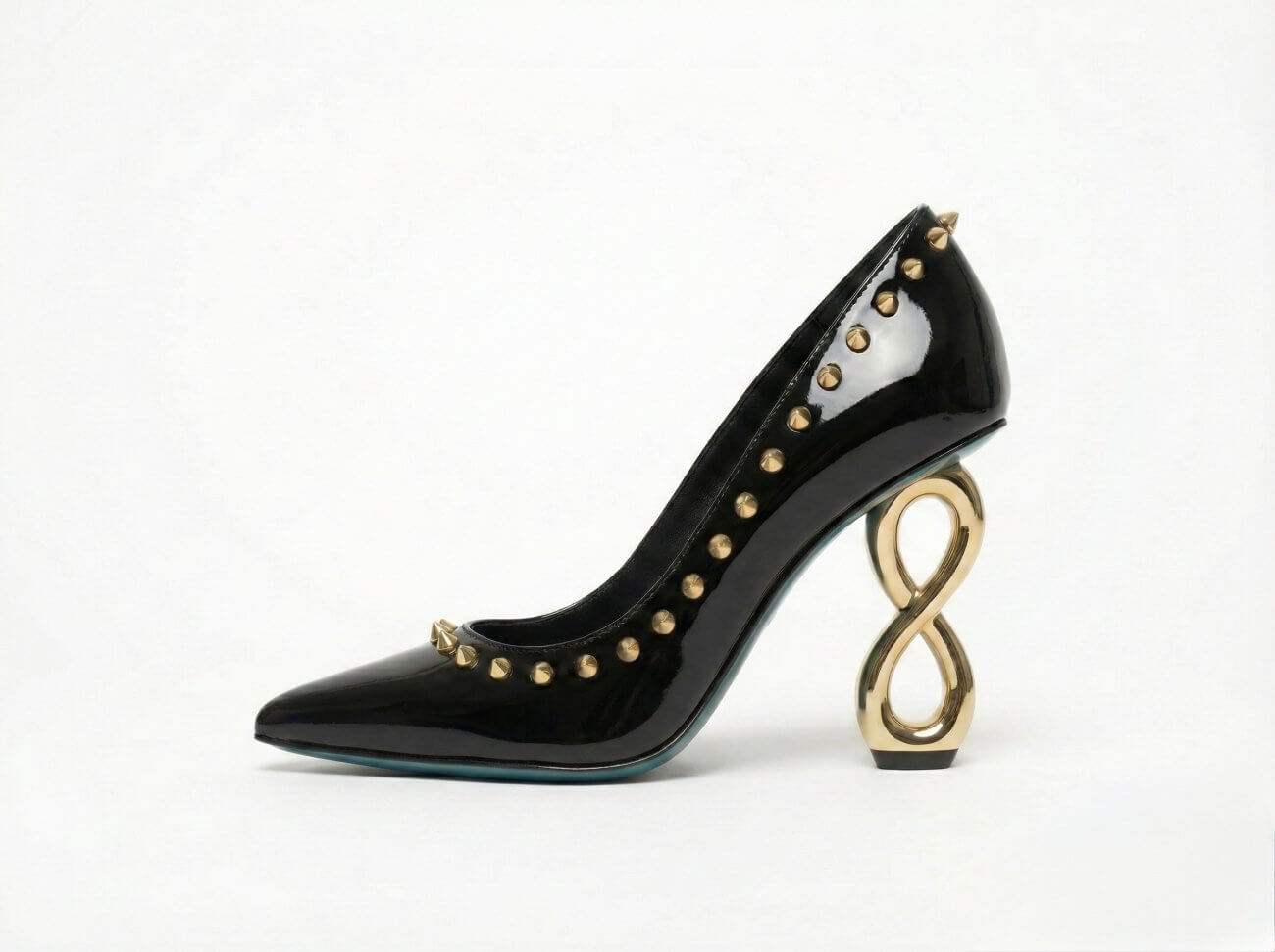 INFINITE SPIKES HEELS GOLD INFINITY PUMP